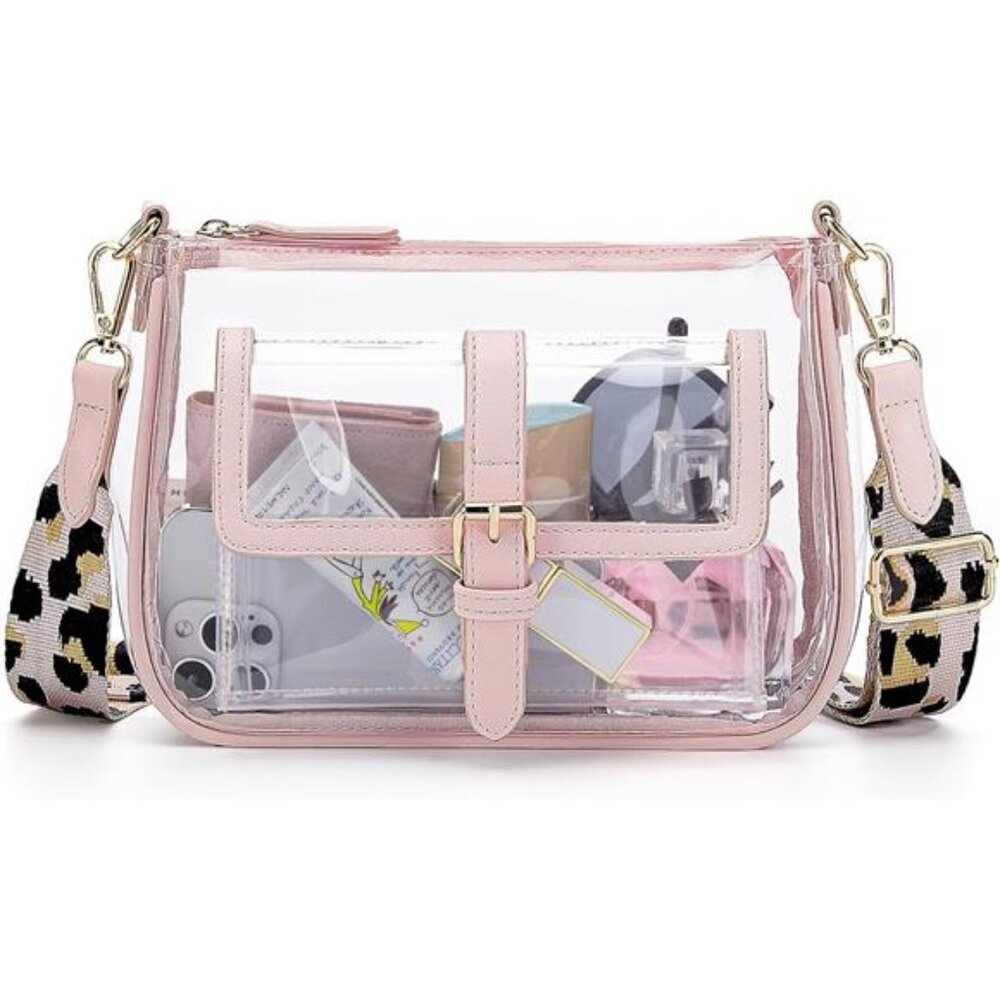 Clear Bag Stadium Approved PVC Crossbody Purse for Women Transparent Concert Bag